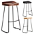 Modern Walnut Saddle Seat Stool 3D model small image 1