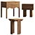 Natural Wood Bedside Table Set 3D model small image 2
