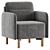 Modern Style Velvet Grey Armchair 3D model small image 2