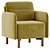 Modern Style Velvet Grey Armchair 3D model small image 3