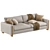  Keaton Wood Base 3-Seater Sofa 3D model small image 1