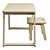 Obri Wood Desk & Chair 3D model small image 4