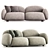 Modern 2-Seater Sundae Sofa 3D model small image 1