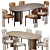 Modern Dining Chair Table Set 3D model small image 1