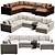 Modern 3-Piece Corner Sectional Sofa 3D model small image 5