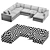 Modern 3-Piece Corner Sectional Sofa 3D model small image 6