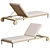 Elegant Wooden Sun Lounger with Wheels 3D model small image 1