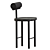 Modern Black Ash Upholstered Stool 3D model small image 2