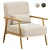 Modern Boucle Armchair with Wood Accents 3D model small image 1