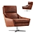 Sleek Leather Swivel Chair 3D model small image 1