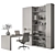 Modern Office Desk Set 637 3D model small image 6