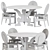 Modern Round Dining Table Set 3D model small image 5