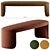 Elegant Petal Fabric Bench 3D model small image 2