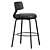  Martino 65cm Full Black Bar Stool 3D model small image 2