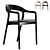 Sculpted Ash Leather Dining Chair 3D model small image 1