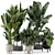  Modern Indoor Plant Set in Large Bau Pot 3D model small image 1