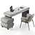 Modern Office Desk Set 2014 3D model small image 5