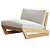 Modern Teak Outdoor Lounge Chair 3D model small image 1