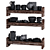 Black Clay Eco-Style Kitchenware Set 3D model small image 3