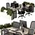 Modern Office Employee Furniture Set 3D model small image 1