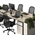 Modern Office Employee Furniture Set 3D model small image 3