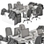Modern Office Employee Furniture Set 3D model small image 5