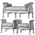 Luxurious Serpentine Bench and Pouf 3D model small image 4