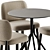 Modern Fabric Chair & Steel Table 3D model small image 3