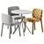 Modern Fabric Chair & Steel Table 3D model small image 6