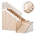 Modern Staircase Set 300cm Height 3D model small image 1