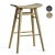 Rustic Oliver Timber Barstool 3D model small image 1