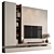 Modern Concrete & Wood TV Wall 3D model small image 3