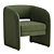 Elegant Curved Upholstered Chair 3D model small image 2