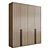 Modern LED-Lit Oak Wardrobe 3D model small image 1