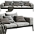 Luxurious Flexform Lifesteel 3-Seat Sofa 3D model small image 3