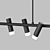 Modern Linear LED Tube Chandelier 3D model small image 18