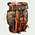 Handmade Rustic Leather Backpack 3D model small image 1