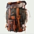 Handmade Rustic Leather Backpack 3D model small image 2