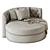 Elegant Gray Upholstered Round Sofa 3D model small image 2