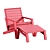 Solid Wood Adirondack Chair Set 3D model small image 6