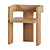 Neoplasticism-inspired Wooden Chair 3D model small image 2