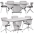 Swivel Hamilton Chair Fiorentina Table Set 3D model small image 7