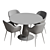 Modern Island Dining Table Set 3D model small image 5