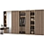 Modern G-Shaped Wardrobe Set 3D model small image 4