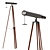 Bronze Leather Telescope on Stand 3D model small image 1