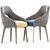 Modern Upholstered Chair Table Set 3D model small image 2