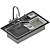 Stainless Steel Sink with Integrated Trough 3D model small image 8