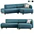 Modern Velvet Corner Sofa 3D model small image 1