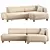 Modern Velvet Corner Sofa 3D model small image 3