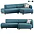 Modern Velvet Corner Sofa 3D model small image 7